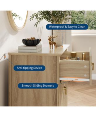 2-Pack Fluted 3-Drawer Dresser Wide, Modern Chest Organizer, Metal Handle, Bedroom or Hallway