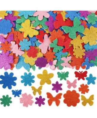 300 Pieces Spring Glitter Flower Butterfly Foam Stickers Self-adhesive Arts Crafts Scrapbooking Cards Decoration