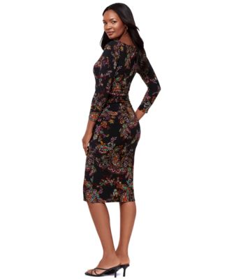 Women's Boat Neck 3/4-Length Sleeve Dress