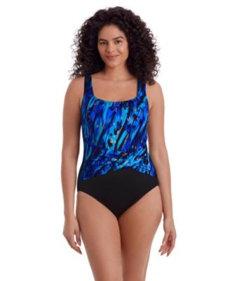 Women's Twist Pull Sash Tank Long Torso One-Piece Swimsuit