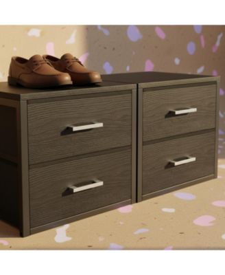 Stackable Storage Drawers Closet Organizers Fabric 2 Drawer Dresser Bedroom 2 Packs Modern