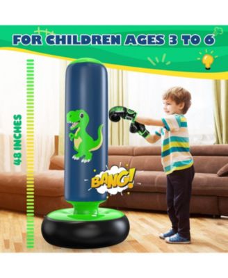 Inflatable Punching Bag, 48 Inch Stable Inflatable Boxing Bag for 3-6 Kids,Dinosaur Toy and Gifts for Boys and Girls, Kids Boxing Set