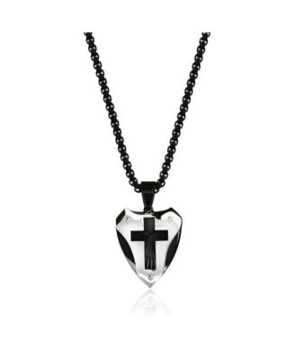 Metallo Stainless Steel D-c Cross Triangle Necklace - Black silver 41$