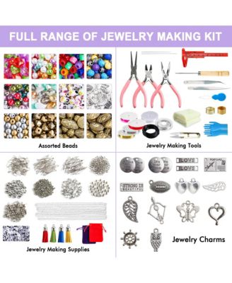 Jewelry Making Kit Beads Wire Findings Bracelet Necklace Earrings Instructions