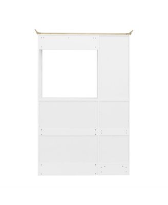 54.7in Hall Tree 4in1 Entryway Storage Shoe Cabinet Mirror Hooks Bench