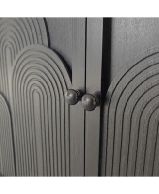 Modern Wood Storage Cabinet 31in Embossed Door Accent Cabinet For Living Room Bedroom