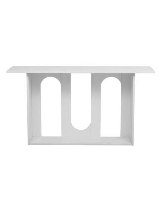 Modern Curved Ash Veneer Console Table With Shelf For Entryway Hallway Foyer