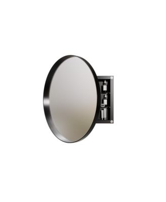 BUSDAYS23.6 Inch Round Surface Mount Bathroom Cabinet Metal Framed Mirror with Adjustable Shelves Bathroom Wall Storage