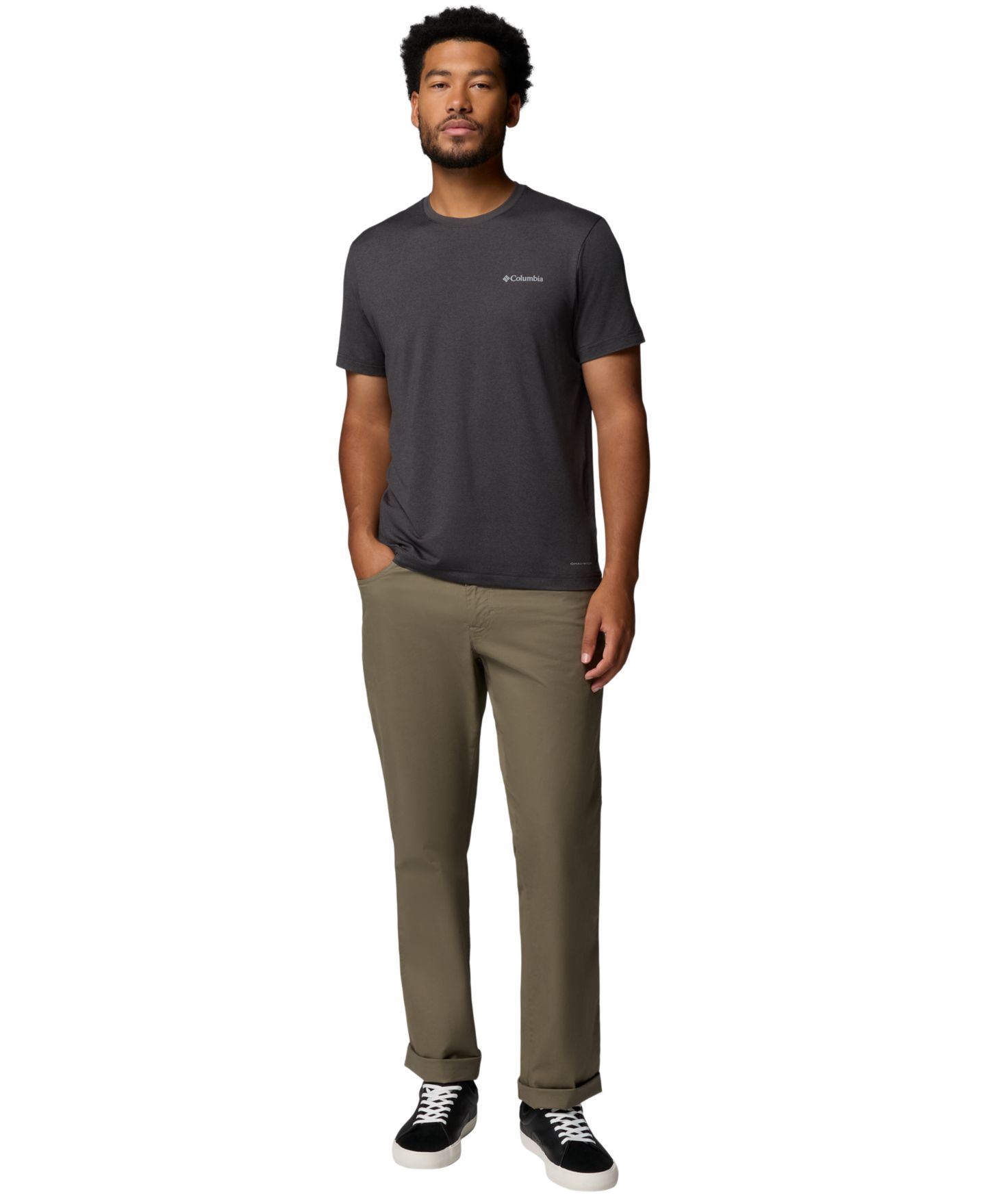 Мужская футболка Columbia Parsons Point Short-Sleeve Logo, цвет: Чёрный меланжевый — фото 2
