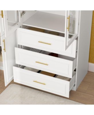 6-Door Big Armoires with 2 Hanging Rods, 3-Drawers, Shelves