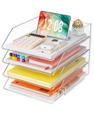 4-Tier Paper Organizer Stackable Letter Tray