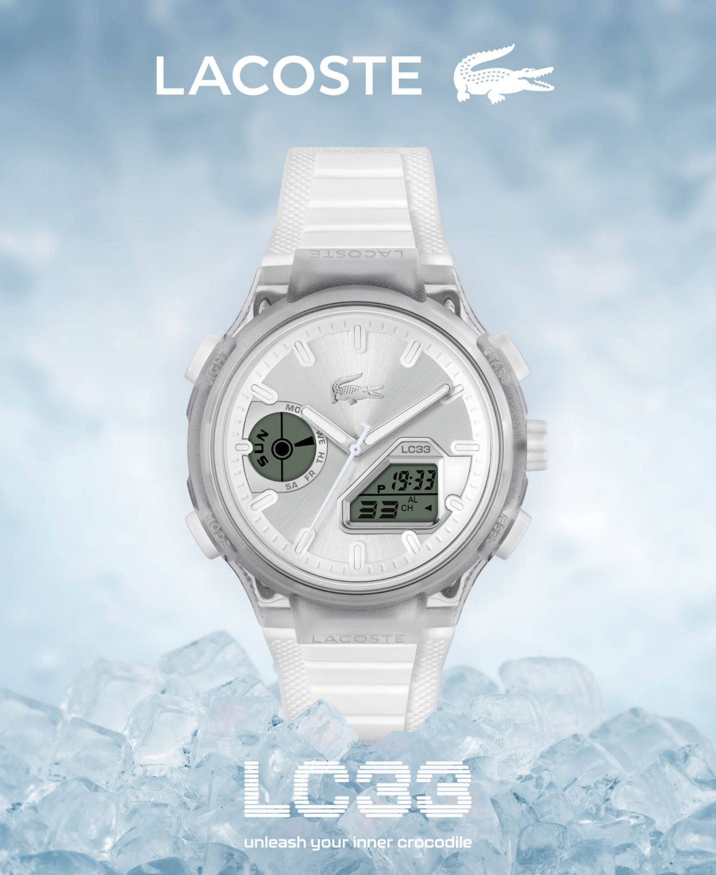 Мужские часы Lacoste LC33 White Silicone Strap Watch, 44.8mm — фото 7