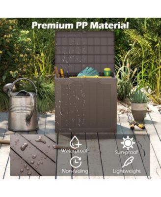 Outdoor Storage Box 25 Gallon Deck Box with Lockable Lid and Wicker-woven