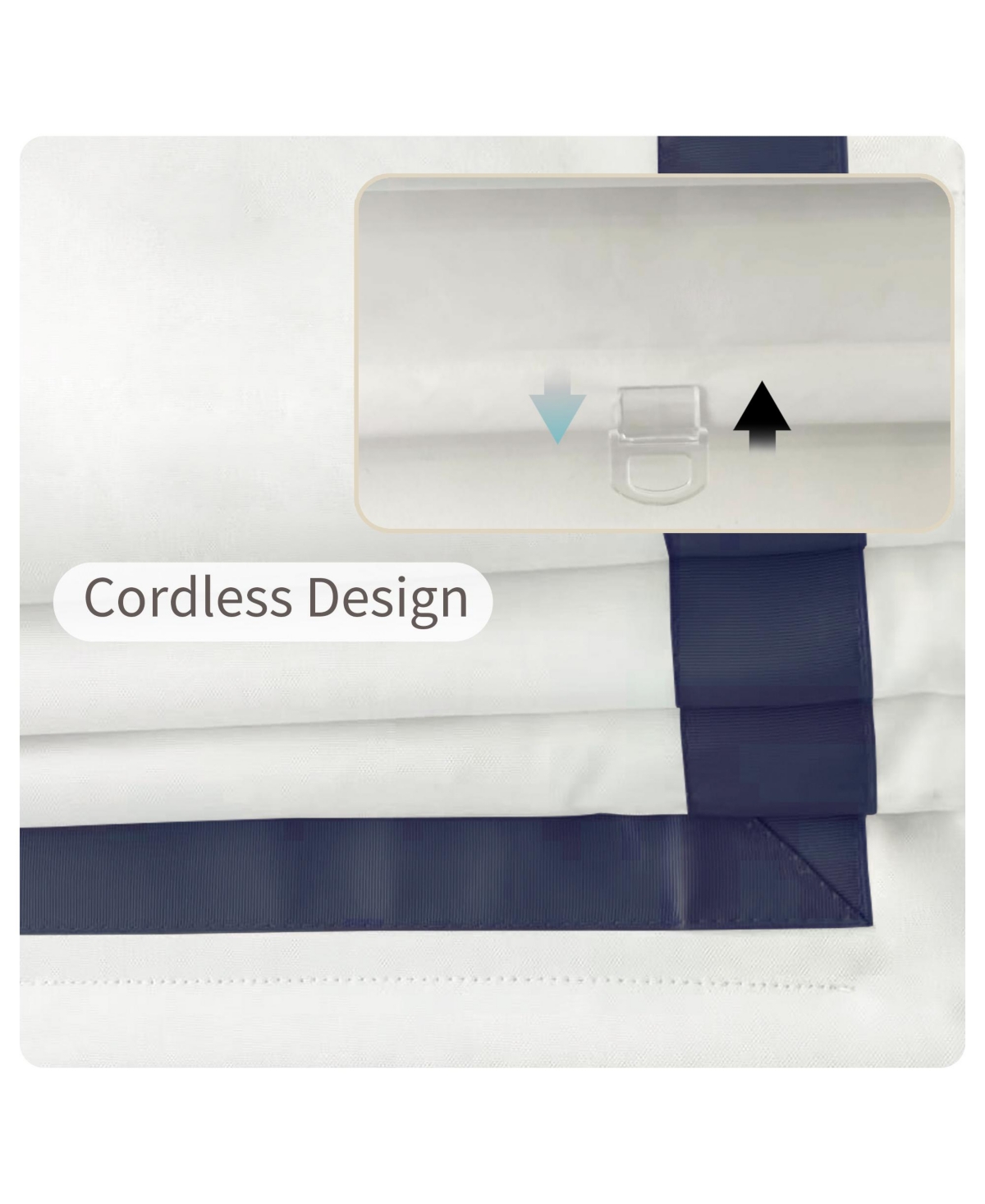 Shadisfy Cordless Pull Down Blackout Roman Shade with Ribbon Border