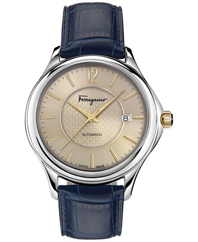 Ferragamo Women's Swiss Automatic Time Blue Leather Strap Watch 41mm FFT01 0016