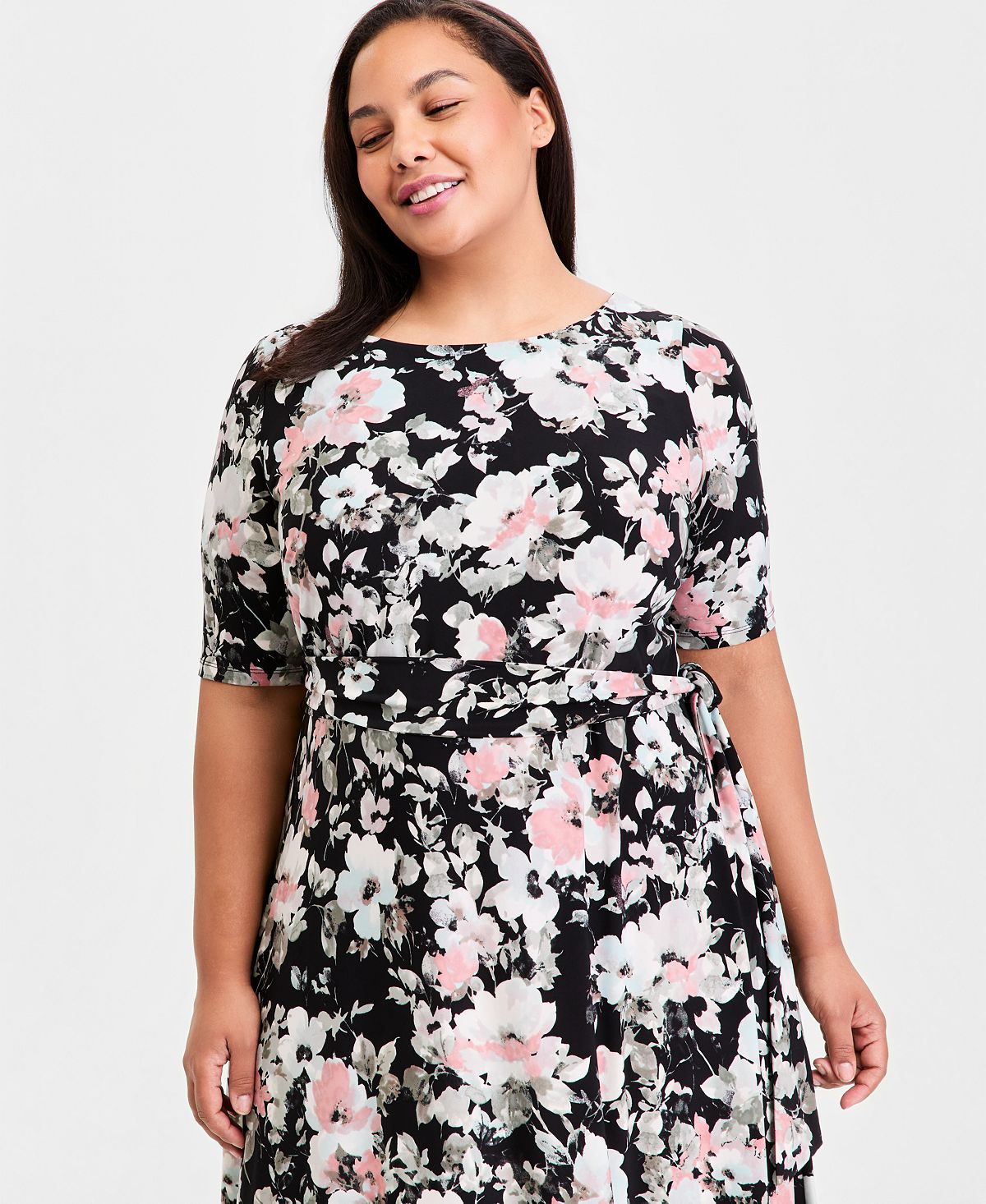 Kasper Women's Floral Elbow-Sleeve Fit & Flare Dress view 2 — MAYCSS fashion products