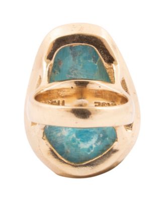 Refined Blue Turquoise Golden Statement Ring