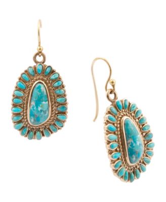 Sedona Blue Turquoise Golden Drop Earrings