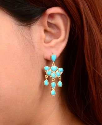 Blue Turquoise Leather Golden Cuff Bracelet