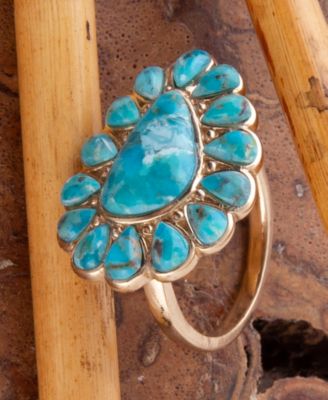Durango Blue Turquoise Golden Statement Ring