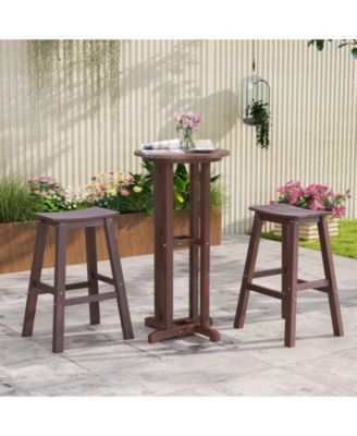 29 in HDPE Outdoor Bar Stool Set of 2 with Armless Saddle Seat and Footrest