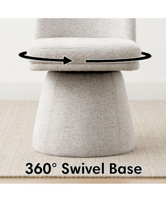 Modern Armless Upholstered Fabric 360 Swivel Dining Chair 1 Piece