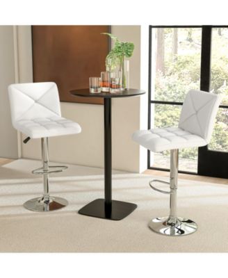 Adjustable Height Upholstered Swivel Bar Stool Set of 2 with Back