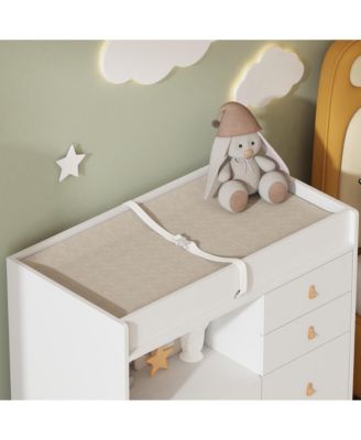 5-Drawers Changing Table, Dresser, Kids Low Dresser with Shelf