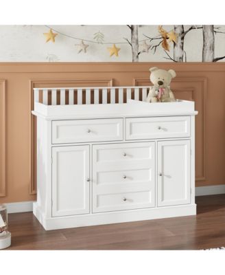 Changing Table, Chest of Drawers, Dresser with 3 Drawers, 4 Shelves and 2 Doors