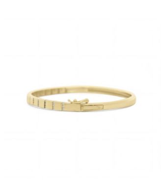 Ribbed CZ Bangle 14K Gold Plated Sterling Silver