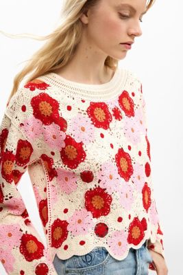 Women's Crochet flower sweater