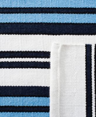 Leopold Stripe LRL2462B White and French Blue 8' X 10' Outdoor Area Rug