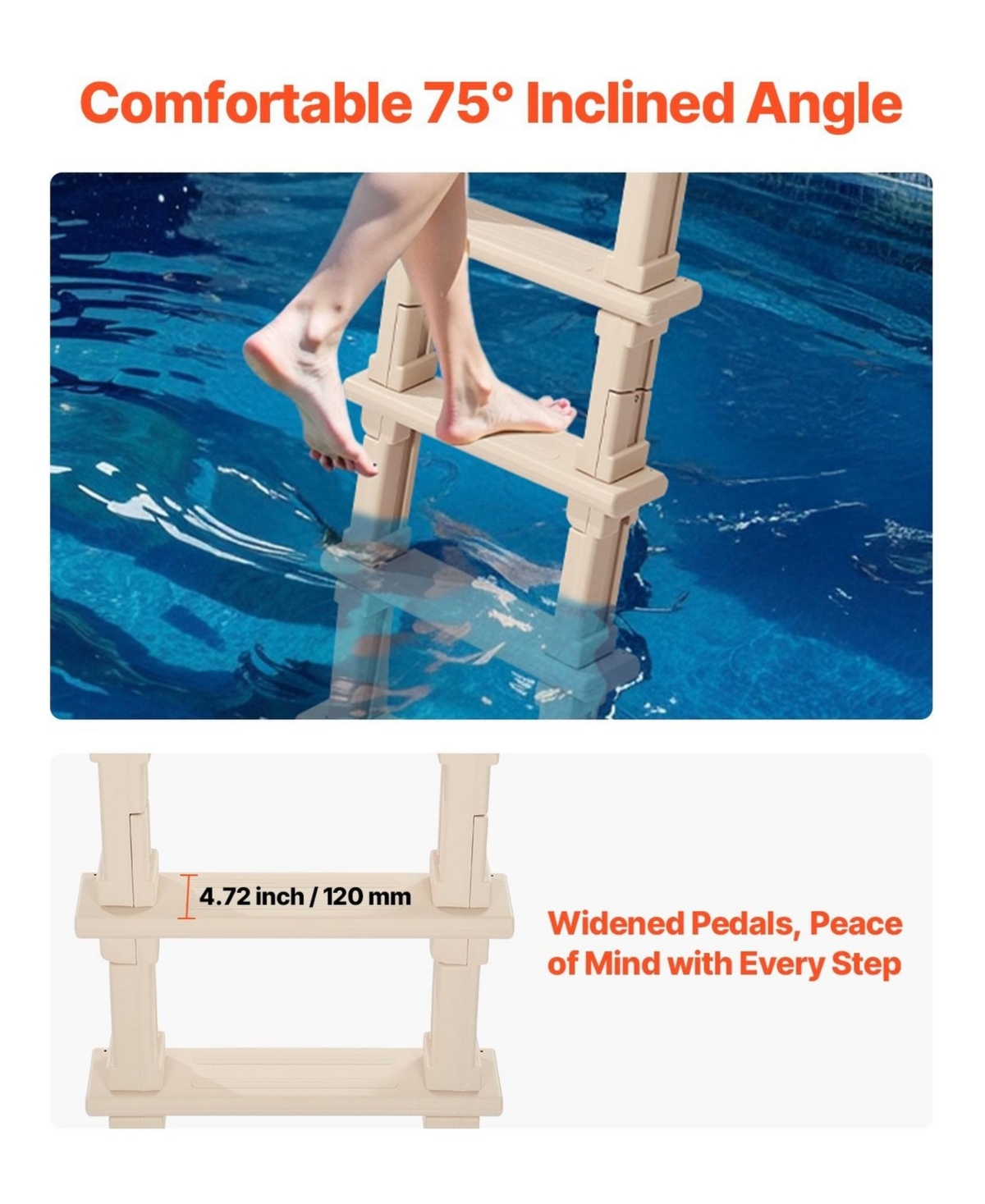 Inolait 5-Step Pool Ladder With Double Handrails 300 lb Capacity