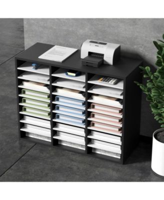 27 Compartment Adjustable Wood Literature Organizer for Office Storage