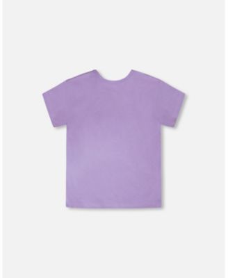 Little Girls ganic Cotton Jersey T-Shirt Mauve with Sneakers