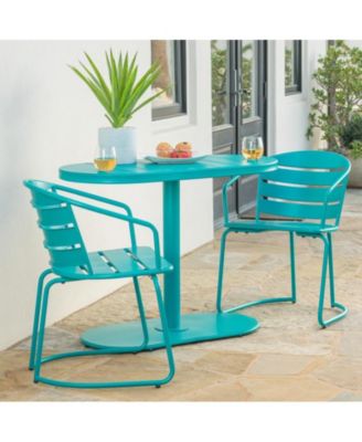 3-Piece Retro Modern Outdoor Bistro Set with Oval Table