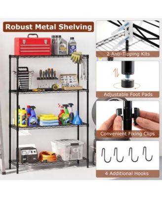 4-Tier Metal Storage Shelving Unit with V-Shaped Wire Rack and 1000 LBS Capacity