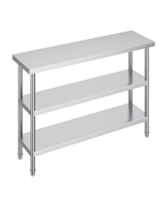 Stainless Steel Food Prep Table 14 x 48 x 34 in with Adjustable Undershelf for Kitchen