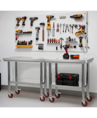 Stainless Steel Food Prep Worktable 24 x 35.4 in With Wheels for Commercial Use