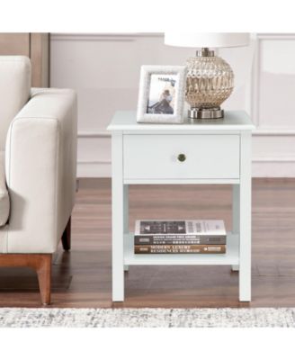 Nightstand End Table with Drawer and Shelf