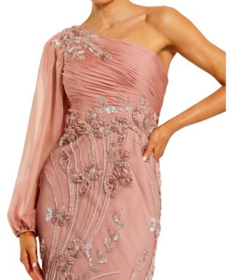 Women's Chiffon Gown with Embroidered Floral Skirt