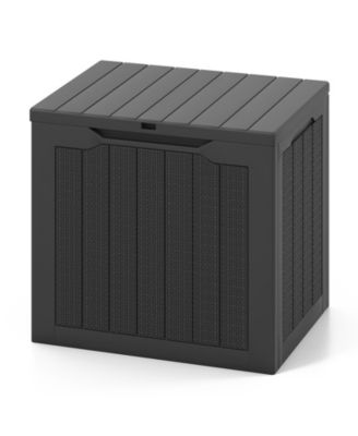 Outdoor Storage Box 25 Gallon Deck Box with Lockable Lid and Wicker-woven
