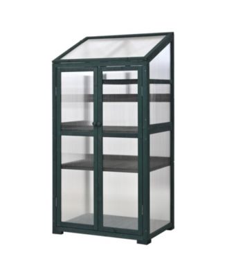 62inch Outdoor Height Wood Large Greenhouse Balcony Portable Cold Frame with Wheels and Adjustable Shelves