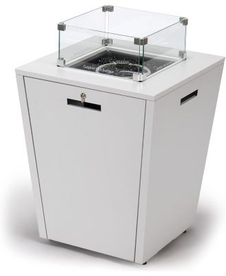 Chelsea 32" Modern Gas Fire Pit Table 37,000 BTU Propane Steel Outdoor Table with Tempered Glass Wind Guard and Lid for Patio
