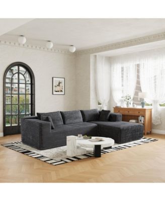 106" Modular Sectional Sofa with Pillows, L-Shape Corduroy Cloud Couch