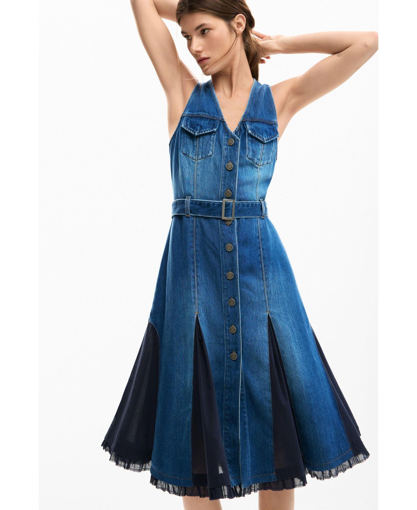 Женское платье Desigual Denim midi, цвет: Средний синий — фото 3
