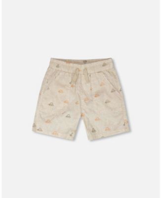 Little Boys Poplin Shorts Safari Print