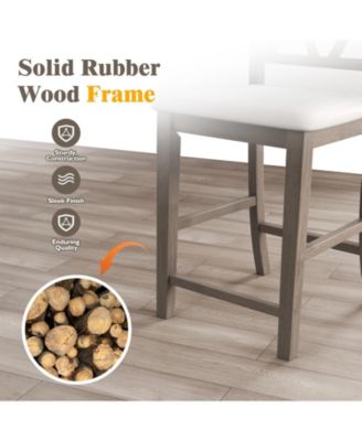 24 in Cross-Back Linen Fabric Counter Height Bar Stool Set of 2 with Upholstered Seat