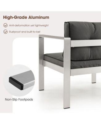 Patio Aluminum Armchair Contemporary Sofa Chair w/ WPC Armrests