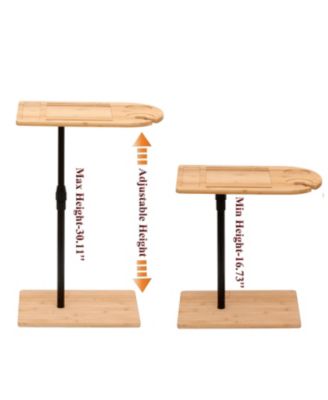 Adjustable Bamboo C-Shaped Couch Tray Table Coffee Table with Oval and Rectangle Design